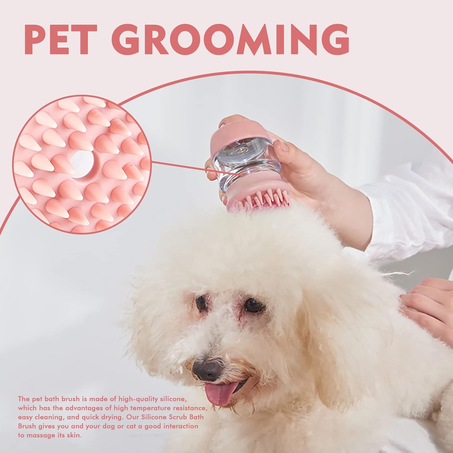 Pet Silicone Bath Grooming Shampoo Dispenser Double Head Massage Brush