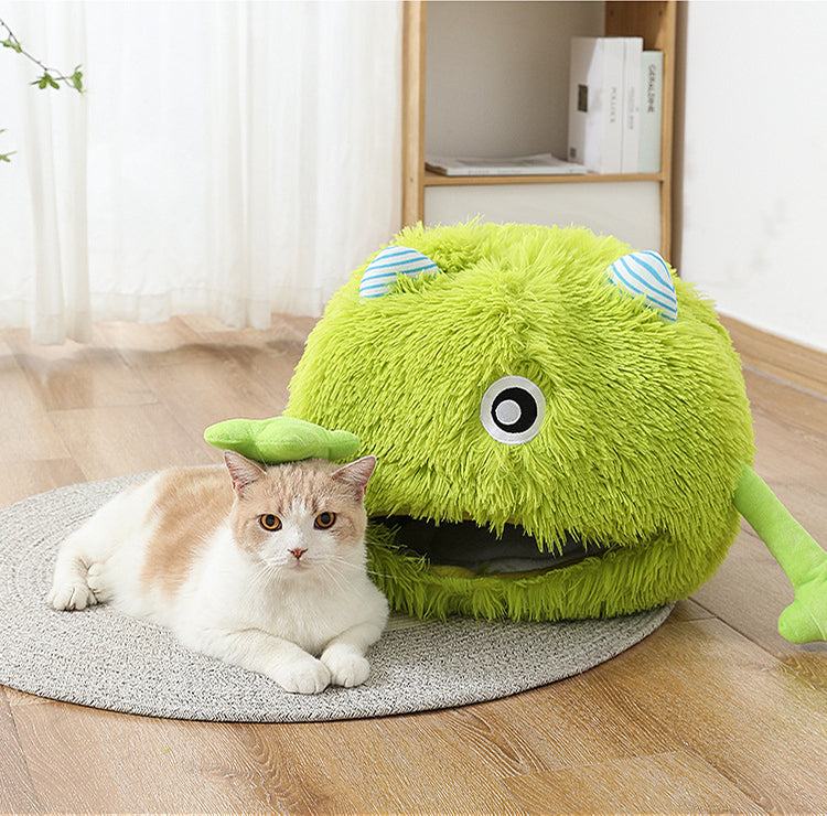 Fluffy Calming Round Washable Bed For Pet