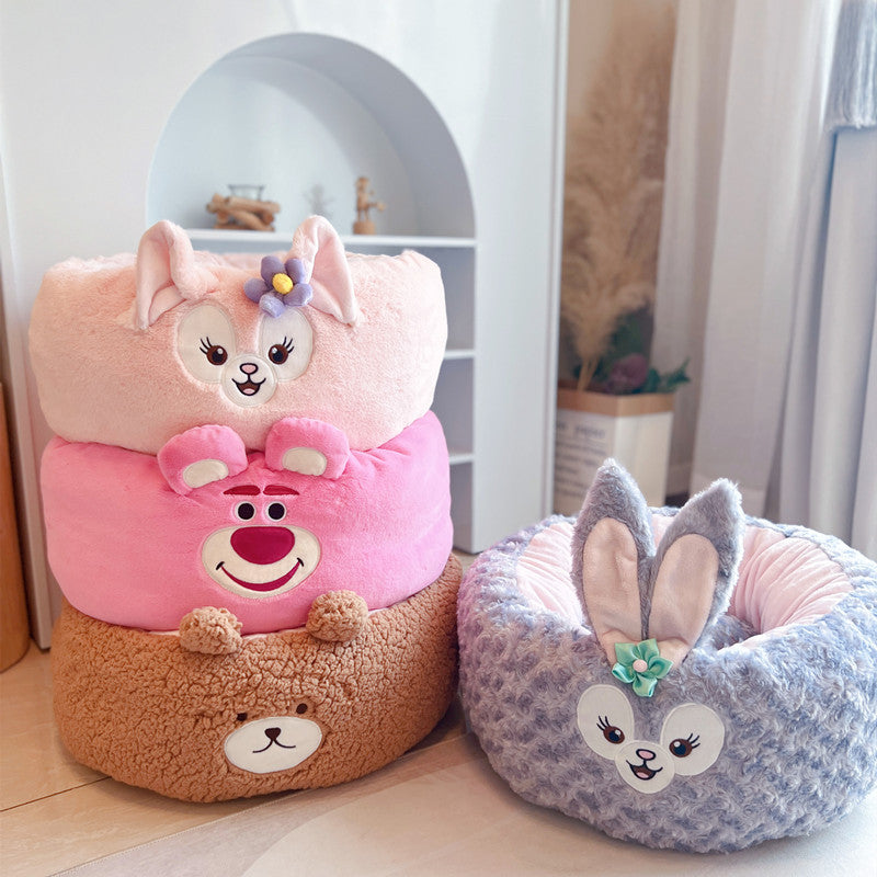 Cartoon Plush Round Nest Bed For Pet
