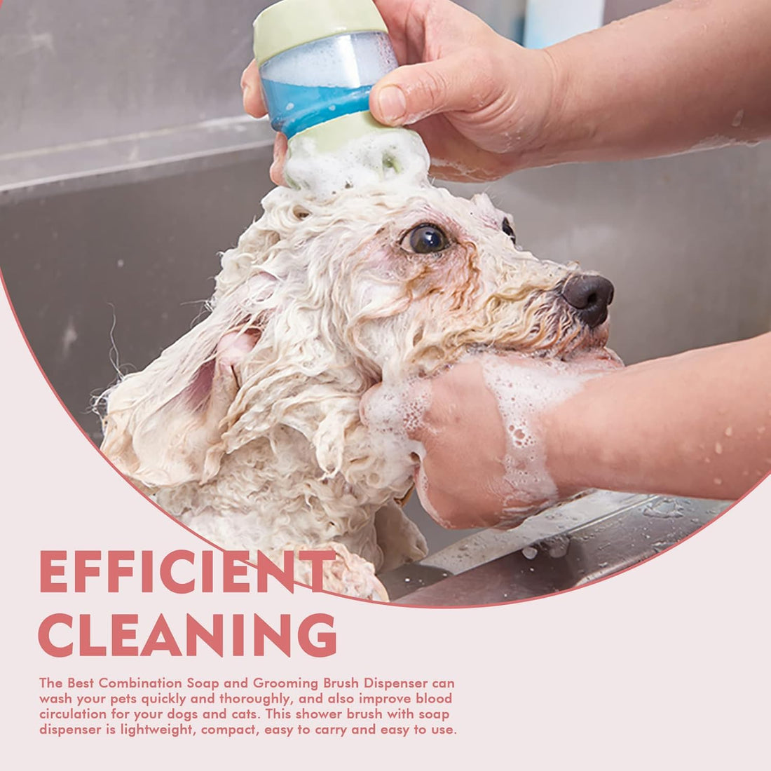 Pet Silicone Bath Grooming Shampoo Dispenser Double Head Massage Brush