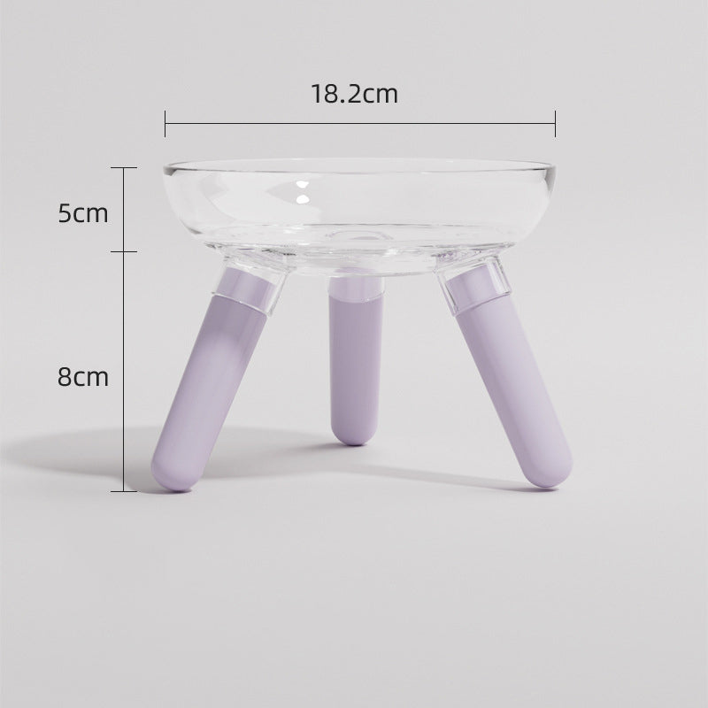 Transparent Glass Anti Knock Feeding Bowl For Pet