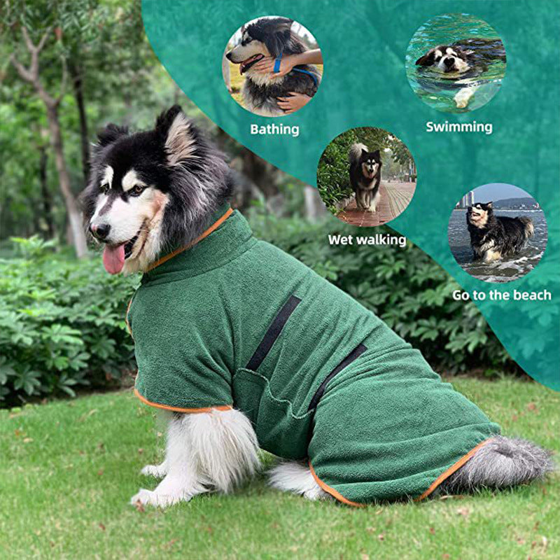 Pet Fast Dry Microfiber Absorbent Bathrobe Towel Grooming Coat