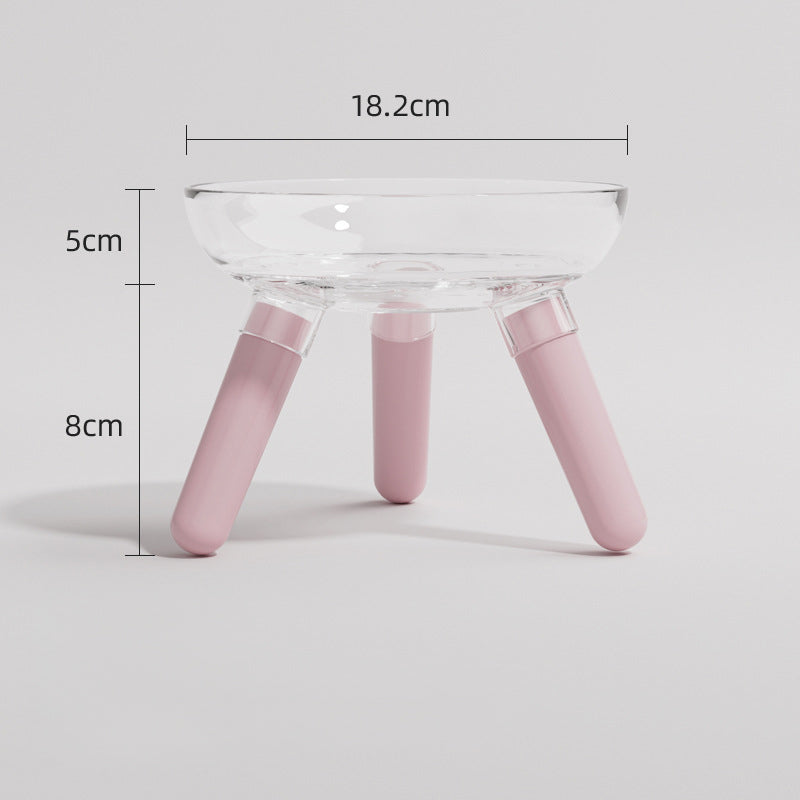 Transparent Glass Anti Knock Feeding Bowl For Pet