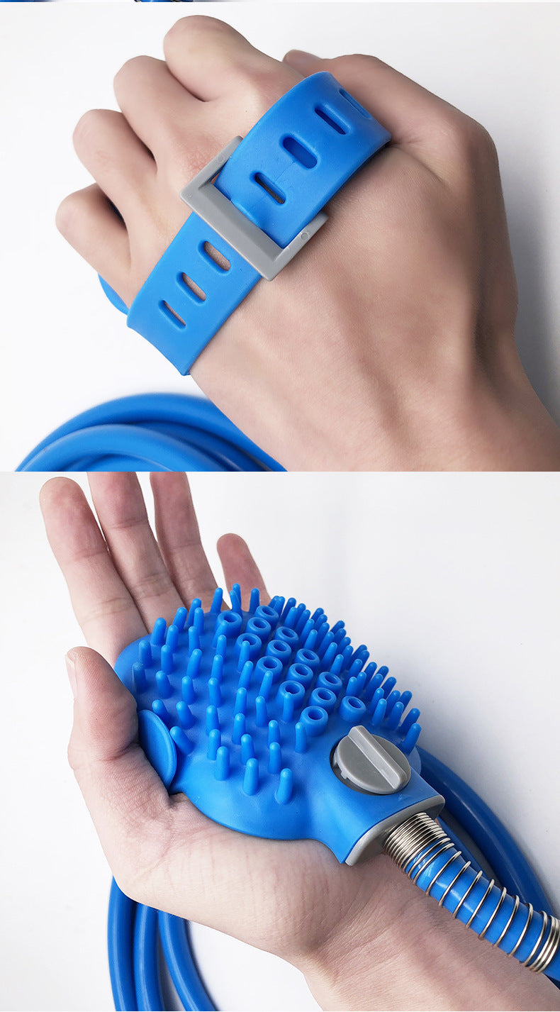 Pet Bathing Silicone Shower Massage Gloves With Nozzle Brush Tool