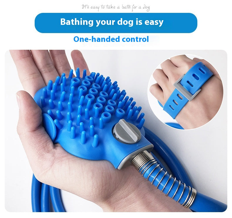 Pet Bathing Silicone Shower Massage Gloves With Nozzle Brush Tool
