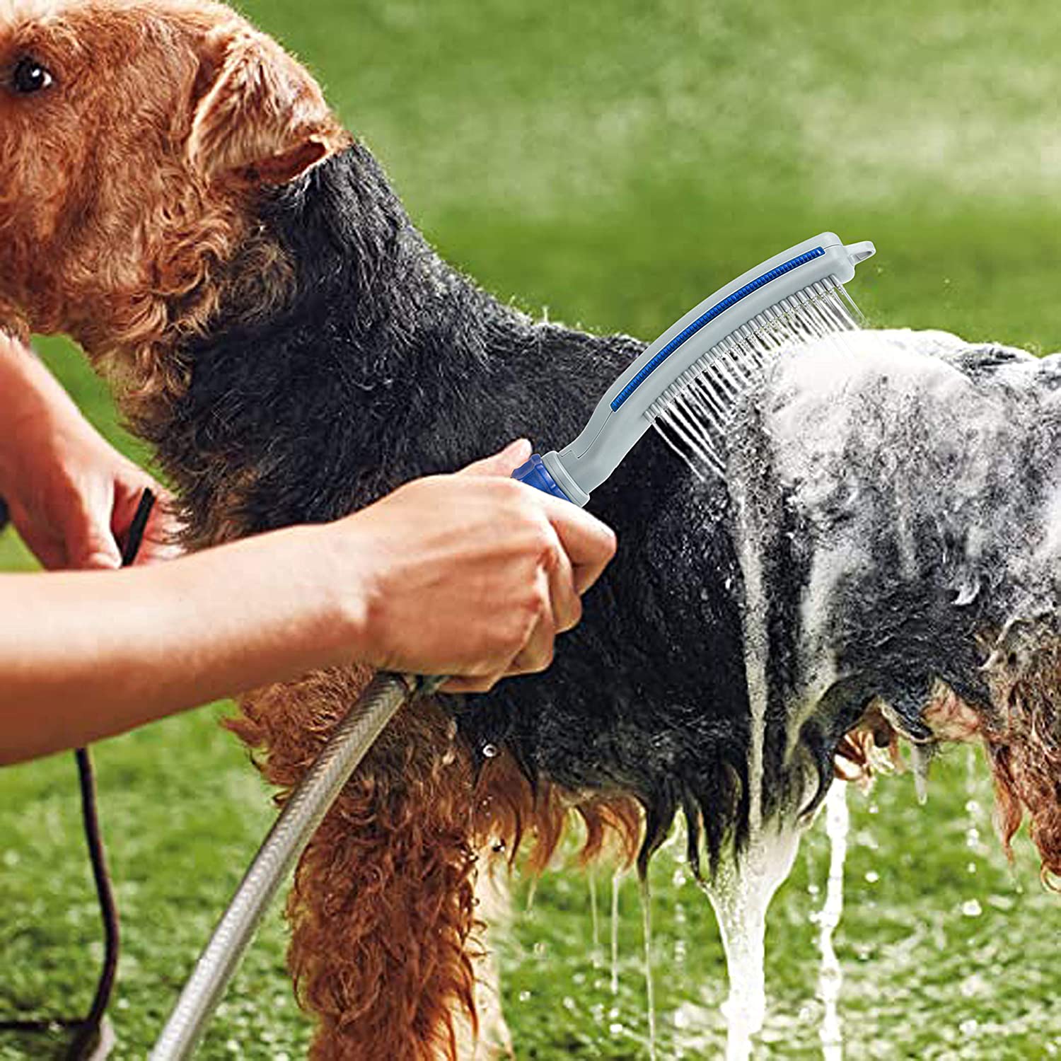 Pet Shower Bath Brush With Water Hose Attachment