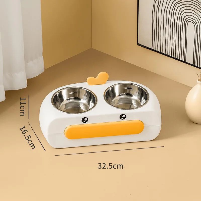 Duck Design Double Bowl Feeding Tray For Pet