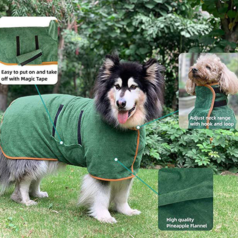 Pet Fast Dry Microfiber Absorbent Bathrobe Towel Grooming Coat