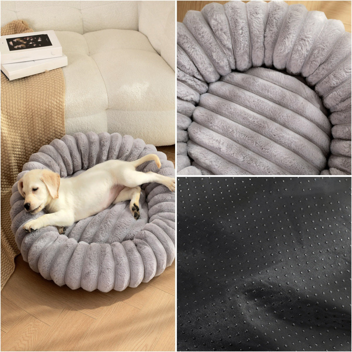 Plush Rabbit Fur Winter Warm Round Nest Bed For Pet
