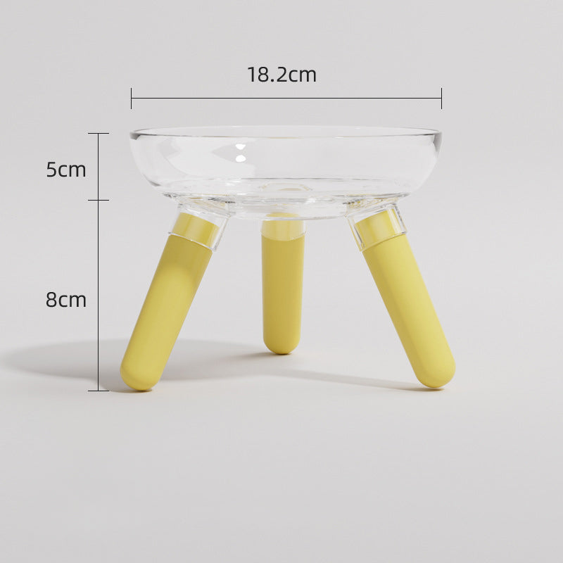 Transparent Glass Anti Knock Feeding Bowl For Pet