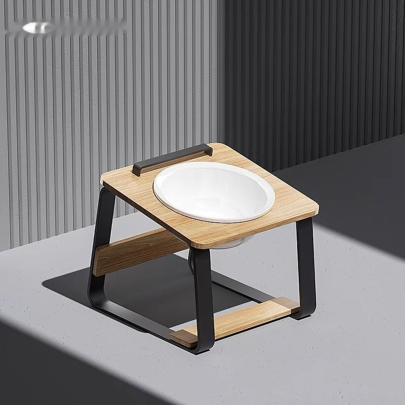 Ceramic Double Bowl Feeding Bowl With Stand For Pet