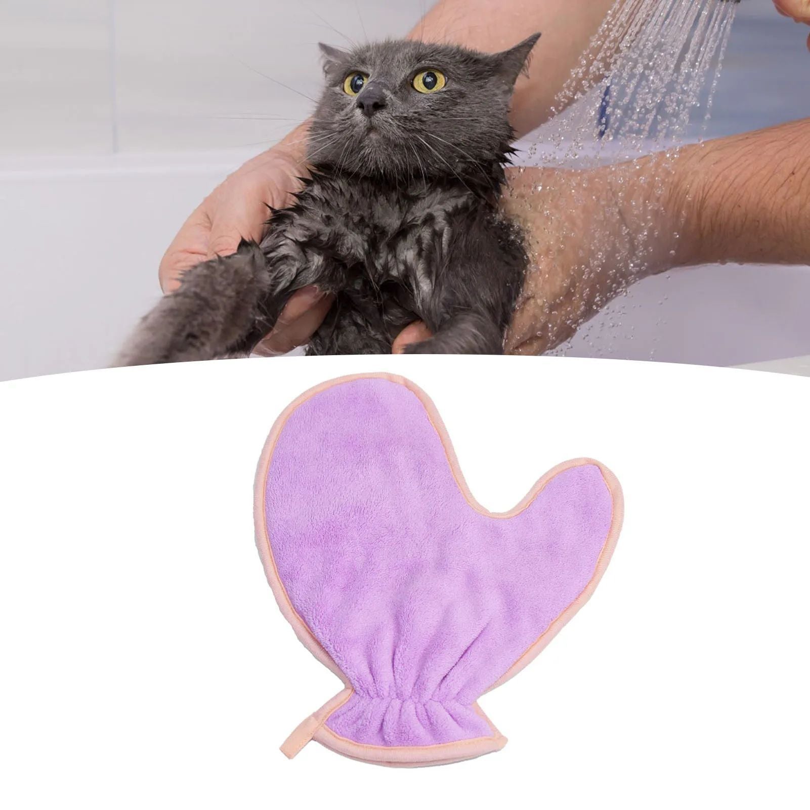 Pet Double Sided Absorbent Fiber Bath Towel Cleaning Gloves Grooming Supplies