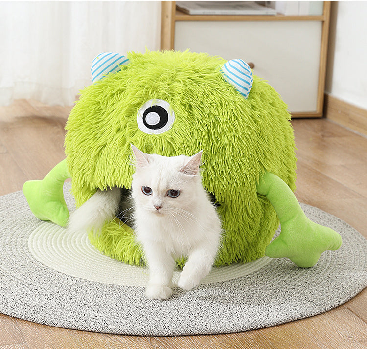 Fluffy Calming Round Washable Bed For Pet