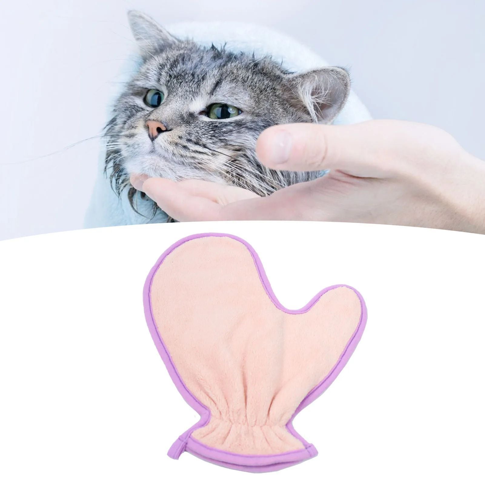 Pet Double Sided Absorbent Fiber Bath Towel Cleaning Gloves Grooming Supplies
