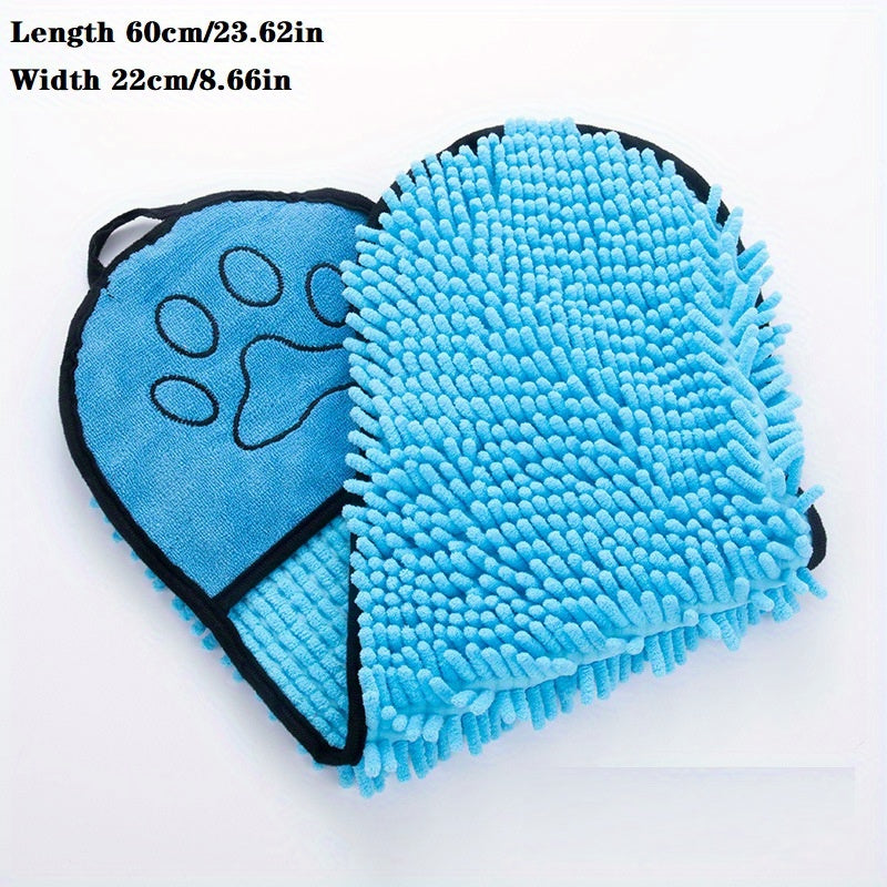 Pet Super Absorbent Microfiber Bath Towel With Hand Pockets Grooming Cloth