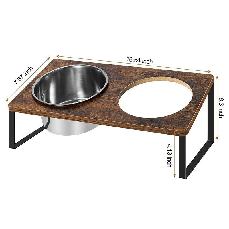 Iron Wood Feeding Rack With Bowl Stand For Pet
