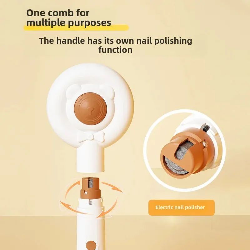 Rechargeable 2 In 1 Nail Trimmer Grooming Brush For Pet