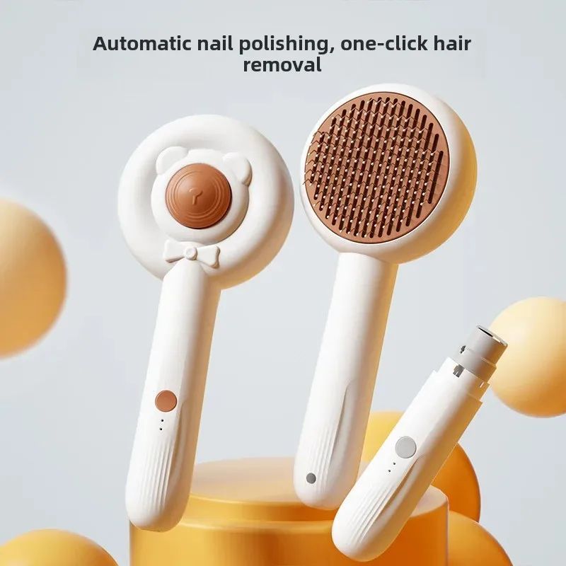 Rechargeable 2 In 1 Nail Trimmer Grooming Brush For Pet