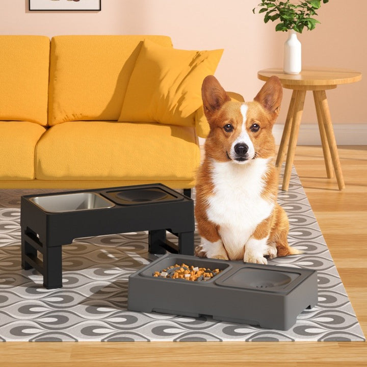 Adjustable Height Stainless Double Bowl Feeder Stand For Pet